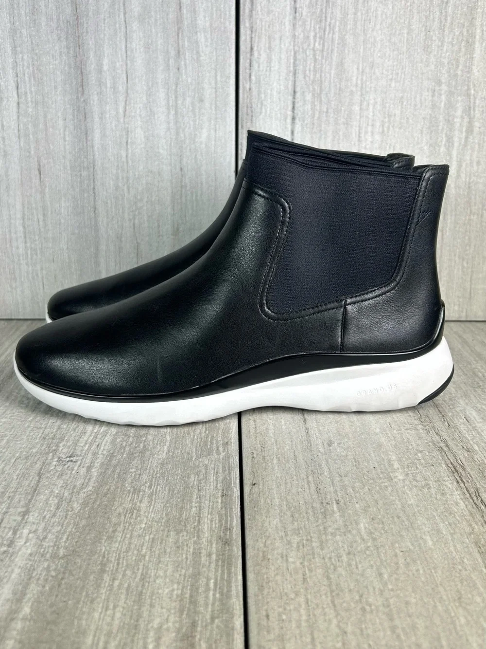 Cole Haan 3.ZeroGrand Chelsea Sneaker Boot Black Leather Slip-On Womens Size 8 B